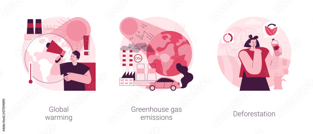 Environmental pollution abstract concept vector illustration set ...