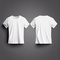 Blank t-shirt mockup, white tee front and back view. Generative AI