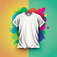 Wall Mural - Blank t-shirt mockup, white tee over abstract background. Generative AI