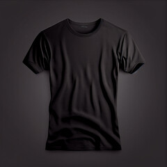 Wall Mural - Blank t-shirt mockup, black basic tee for your design. Ghost mannequin. Generative AI