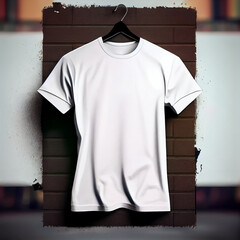 Wall Mural - Blank t-shirt mockup, white basic tee for your design. Ghost mannequin. Generative AI