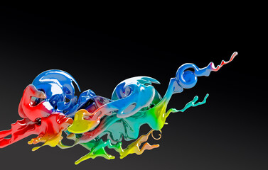 Abstract  background in the form of splash drops paint 3d render 