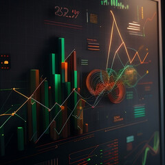 Vibrant Stock Market Visuals. Dynamic News Thumbnail, 4K Resolution, Bold Graphs, Dynamic Charts, High-Quality Illustration, Eye-Catching Design, 2023 Trends. 