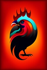 Sticker - colored rooster