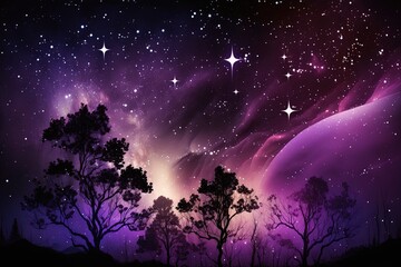 Wall Mural - stars in the night sky,purple background. generative ai