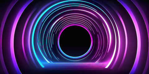 Wall Mural - abstract colorful technology background with neon lights, generative ai
