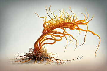 Poster - abstract illustration of cordyceps mushroom fungus hypha mycelium tendrils, generative ai