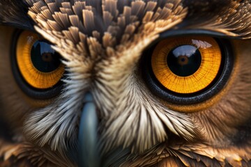 Canvas Print - a close up of a young owl's eyes ( Athene noctua ). Generative AI