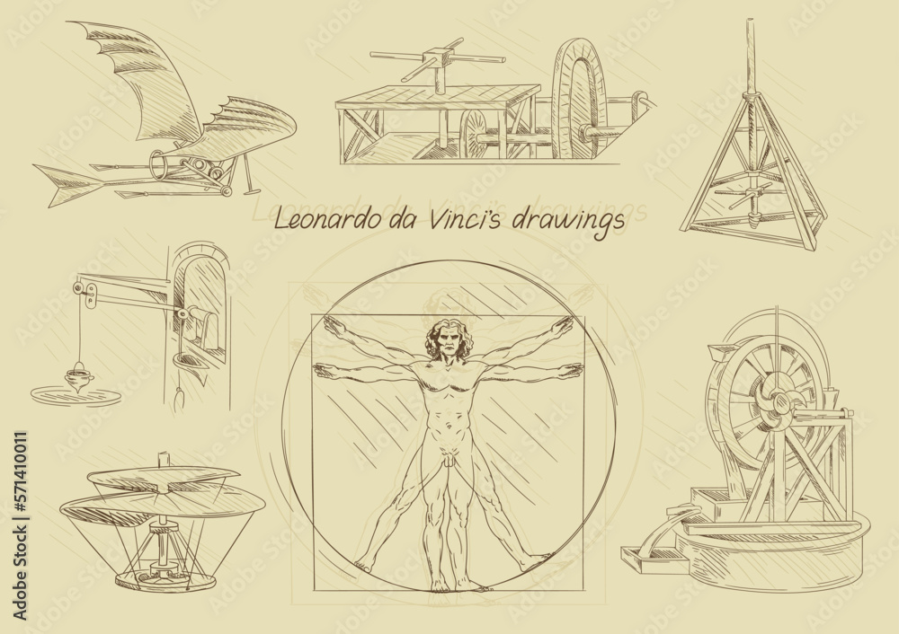 Italian Renaissance. Poster with inventions and scientific discoveries ...