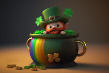 St Patricks Day Leprechaun In A Pot Of Gold