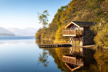 Duke Of Portland Boathouse On A Bright Misty Morning, Ullswater In The Lake District.