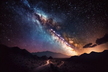 Canvas Print - the milky way in the dark night sky. Generative AI