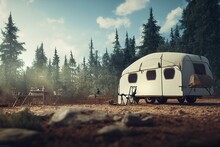 Camping-car Blanc. Generative AI
