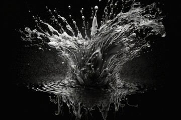 Wall Mural - Splash of water on a black background. Generative AI