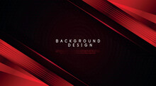 Abstract Black Red Gaming Background With Modern Luxury Neon Red Light Ray And Triangle Stripes Line Paper Cut Style