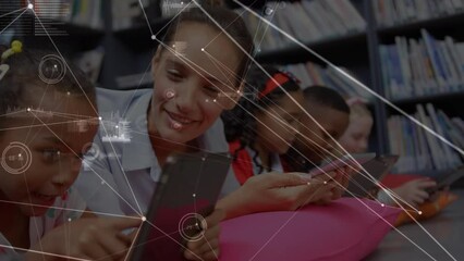 Poster - Animation of network of connections with data processing over school children using tablets