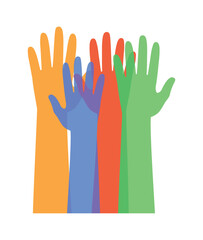 Wall Mural - colored raised hands