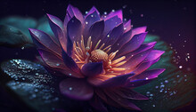 Beautiful Purple Lotus Flower Wallpaper Moody Floral Background Generative AI 