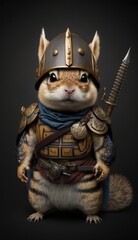  Majestic Animal Chipmunk Shogun in Samurai Armor: A Depiction of Japanese Culture, Armor, Feudal Japan, Bushido, Warrior, Castle, Shogun, Feudal Lord, Ronin (generative AI)
