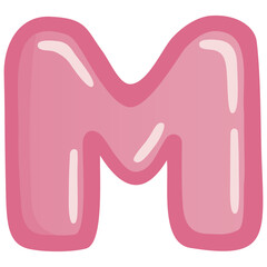 Wall Mural - Letter M Pink Bold Alphabet Font Doodle Drawing Vector Art