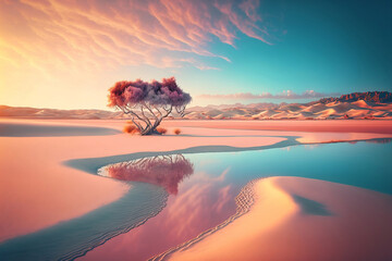 desert beauty of nature in pastel colors, generative ai