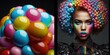 Edles und exklusives Make-Up in Regenbogenfarben mit weiblichem Model Nahaufnahme, ai generativ
