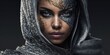 Edles und exklusives Make-Up in Gold Glitzer mit weiblichem Model aus Saudi Arabien Nahaufnahme, ai generativ