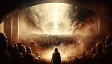 Revelation Of Jesus Christ, New Testament, Religion Of Christianity, Heaven And Hell Over The Crowd Of People, Jerusalem Of The Bible