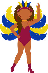 Sticker - Illustration of Faceless Female Samba Dancer Character In Standing pose.