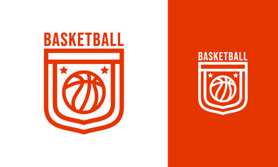 Wall Mural - Simple basketball logo with shield and ball