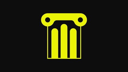 Poster - Yellow Ancient column icon isolated on black background. 4K Video motion graphic animation