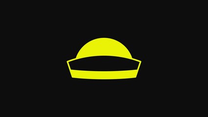 Poster - Yellow Sailor hat icon isolated on black background. 4K Video motion graphic animation