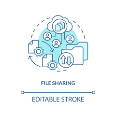 Wall Mural - file sharing turquoise concept icon. access to project. version control advantage abstract idea thin
