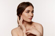 © master1305 - Portrait of young beautiful woman with perfect smooth skin isolated over white background. Perfect facial features. Concept of natural beauty, plastic surgery, cosmetology, cosmetics, skin care.
