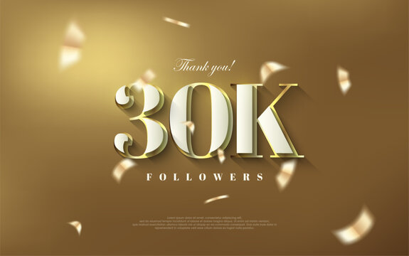 Thank you 30k followers background, shiny luxury gold design.