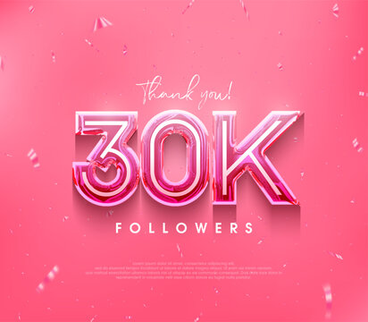 30k followers design for a thank you. in a soft pink color.