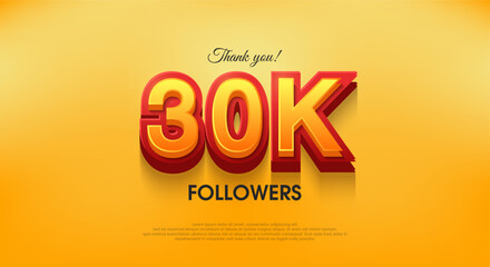 Thank you 30k followers 3d design, vector background thank you.
