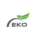 Fototapeta  - EKO letter nature logo design on white background. EKO creative initials letter leaf logo concept. EKO letter design.