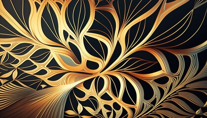 Canvas Print - Golden lines pattern background. Beautiful, minimalistic print for your decor for postcard, congratulations and poster. AI