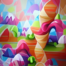 Creative Geometric Wallpaper. Trendy Gradient Shapes Composition,multi Colour,Generative AI