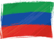 Painted Dagestan flag waving in wind