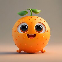 An Emoji Of A Cute Orange Fruit With Big, Happy Eyes And A Big Smile. Generative AI.