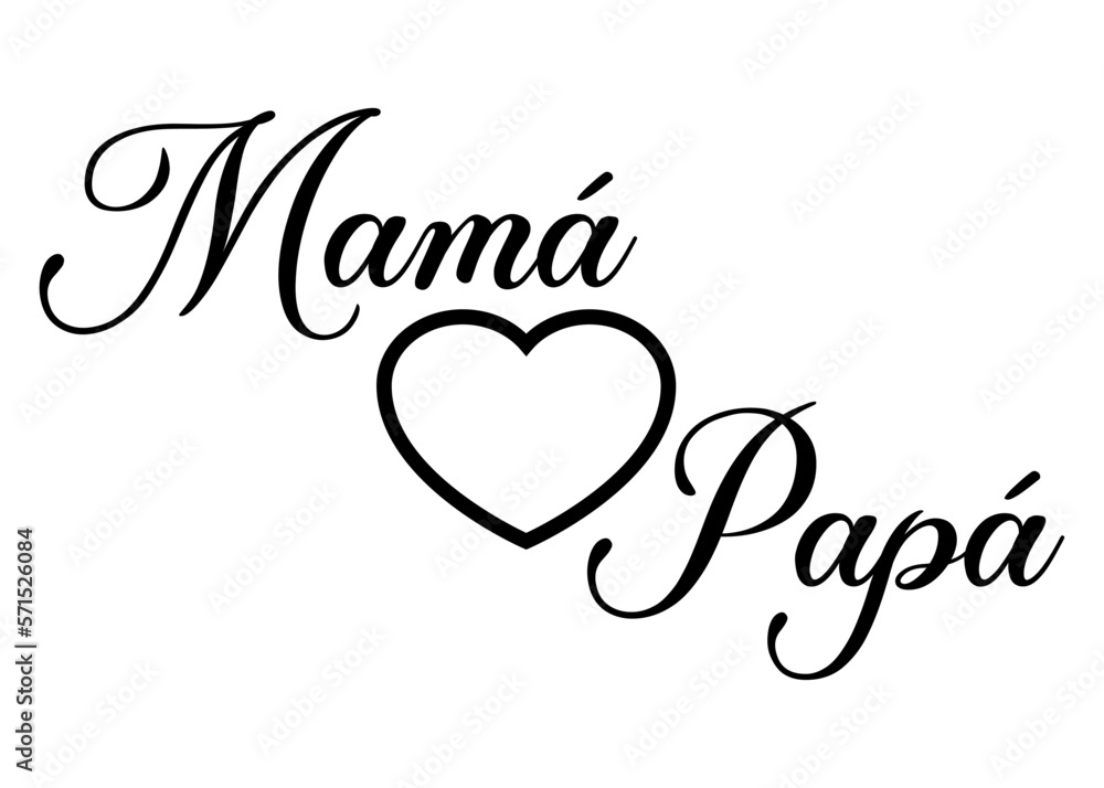 Vector de Stock Letras de la palabra mamá papá en texto manuscrito en ...