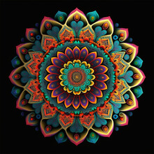 Round Colorful Mandala Design.