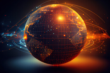 Wall Mural - global data web communication network in cyberspace. generative ai
