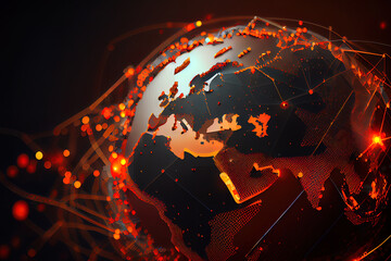 Wall Mural - global data web communication network in cyberspace. generative ai