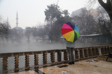 Canvas Print - person with umbrella