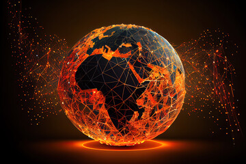 Wall Mural - global data web communication network in cyberspace. generative ai