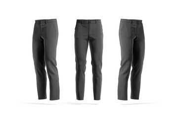 Wall Mural - Blank black man pants mockup, front and side view