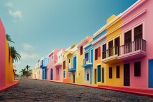 Colorful Houses In Old San Juan, Puerto Rico. Generative AI